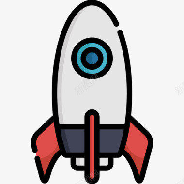 火箭玩具17线性颜色图标图标