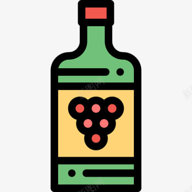 葡萄酒野餐10线性颜色图标图标