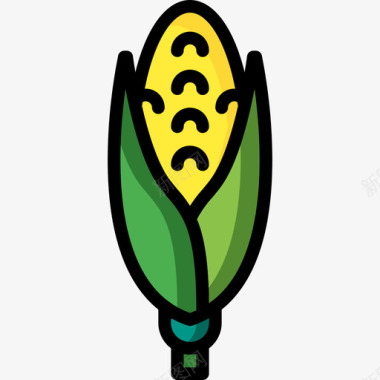玉米食品和饮料19线性颜色图标图标