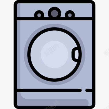 干衣机洗衣房洗涤5线性颜色图标图标