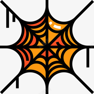 蜘蛛网万圣节39线性颜色图标图标