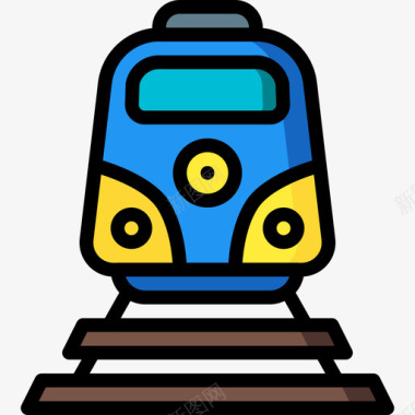 火车假期线条色彩图标图标