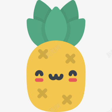 菠萝卡瓦伊夏季人物扁平图标图标