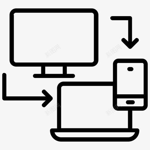 智能设备内容共享数据传输图标svg_新图网 https://ixintu.com 内容共享 技术线图标 数据传输 数据库共享 智能设备 资源共享