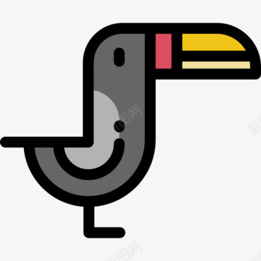巨嘴鸟动物30线形颜色图标图标