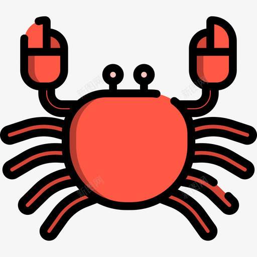 螃蟹动物29线形颜色图标svg_新图网 https://ixintu.com 动物29 线形颜色 螃蟹