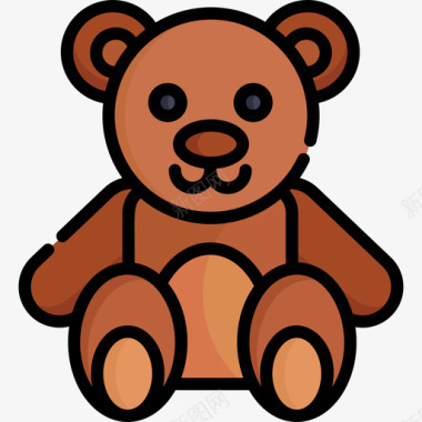 泰迪熊玩具17线性颜色图标图标