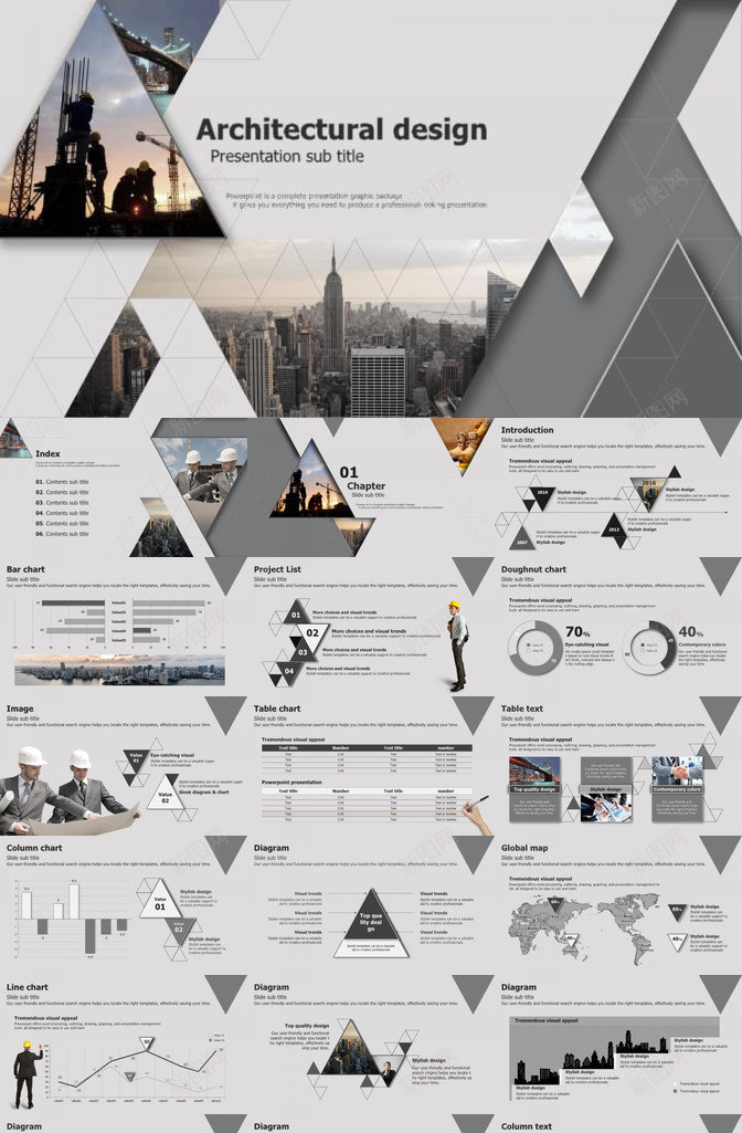 创意三角形排版建筑施工PPT模板_新图网 https://ixintu.com 三角形 创意 建筑施工 排版