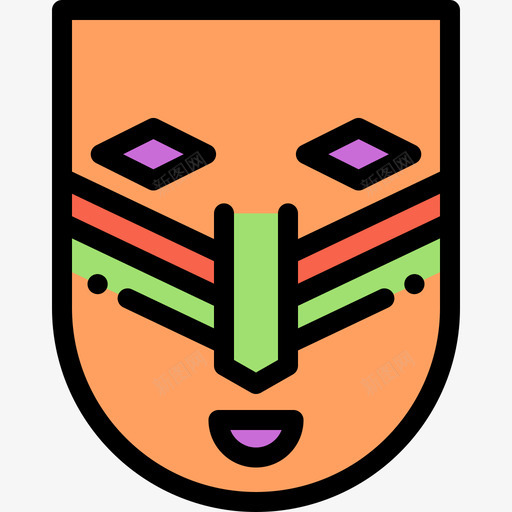 面具波西米亚风格2线性颜色图标svg_新图网 https://ixintu.com 波西米亚风格2 线性颜色 面具