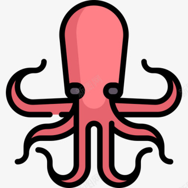 章鱼动物与自然2线性颜色图标图标