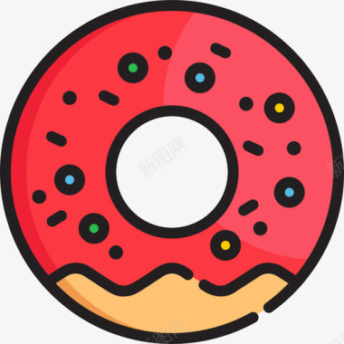 甜甜圈庆祝活动2线性颜色图标图标