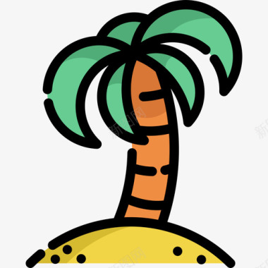 棕榈树冲浪3线形颜色图标图标