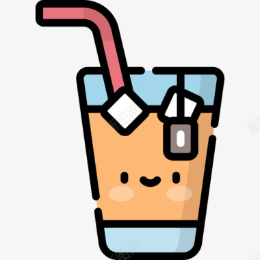 冰茶川维饮品3线性颜色图标图标