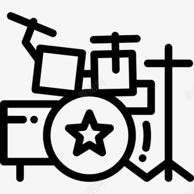 鼓组摇滚乐2线性图标图标