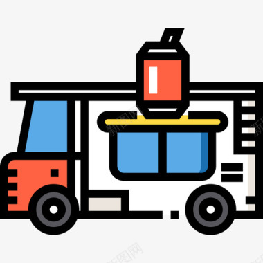 软饮料食品车2线性颜色图标图标