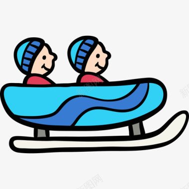 雪橇冬季9彩色图标图标