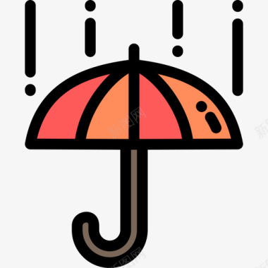 雨伞物流配送3线条颜色图标图标