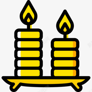 蜡烛温泉瑜伽黄色图标图标