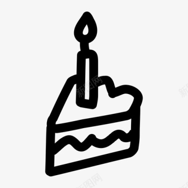 蛋糕片生日蜡烛图标图标