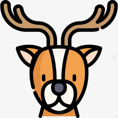 鹿圣诞化身5线性颜色图标图标