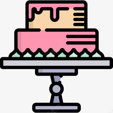 蛋糕蛋糕店18线性颜色图标图标