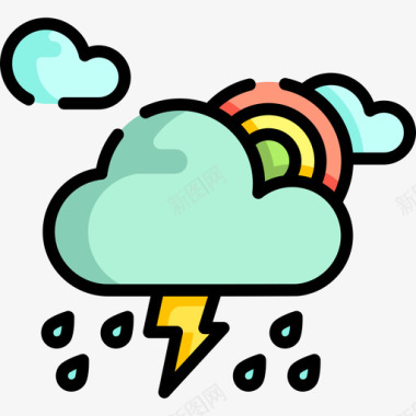 彩虹天气73线性颜色图标图标