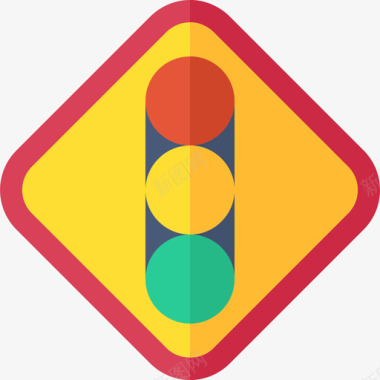 交通灯交通标志平面图标图标