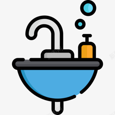 水龙头浴室线性颜色图标图标