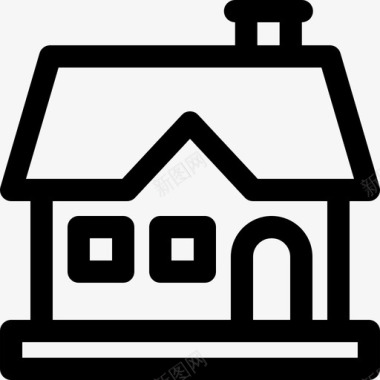 农舍房屋类型9线性图标图标