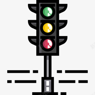 交通灯城市元素16线性颜色图标图标
