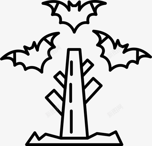树上的蝙蝠万圣节的标志图标svg_新图网 https://ixintu.com 万圣节的标志 树上的蝙蝠