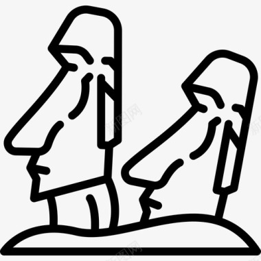 摩埃纪念碑12线性图标图标