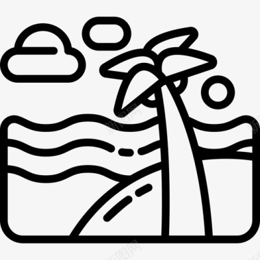 海滩夏季运动4线性图标图标