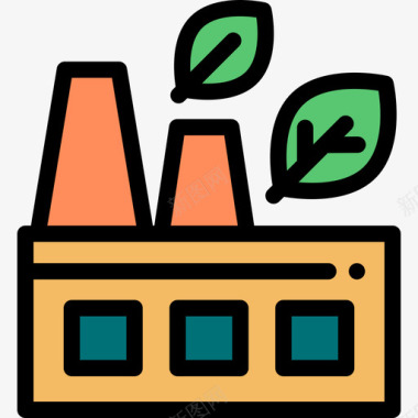 工厂可再生能源10线性颜色图标图标