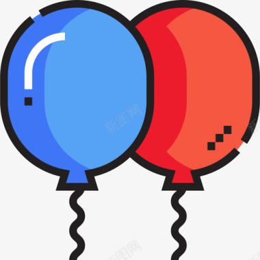 气球18岁生日线性颜色图标图标