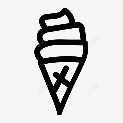 冰淇淋筒甜点手绘图标svg_新图网 https://ixintu.com 冰淇淋筒 手绘 甜点 食品抽签