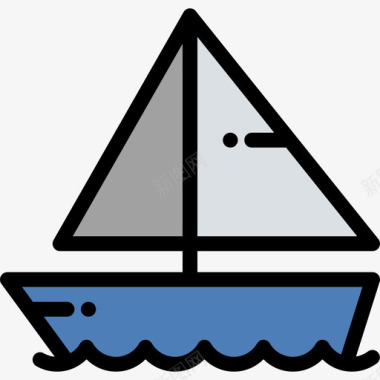 帆船水手线型颜色图标图标