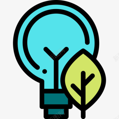 灯泡可再生能源10线颜色图标图标