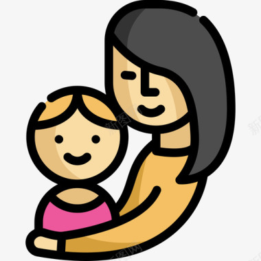 拥抱母亲节6线性颜色图标图标