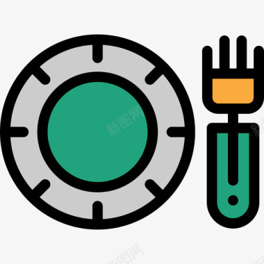 餐盘野餐10线性颜色图标图标