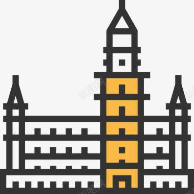 布鲁塞尔市政厅地标13黄影图标图标