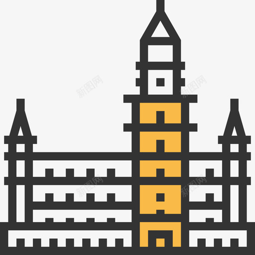 布鲁塞尔市政厅地标13黄影图标svg_新图网 https://ixintu.com 地标13 布鲁塞尔市政厅 黄影