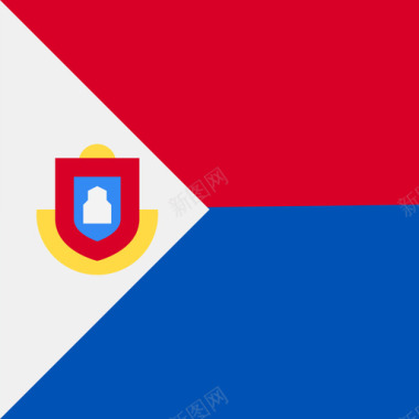 圣马丁岛方形乡村简单旗帜图标图标