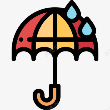 雨伞秋季9线型颜色图标图标