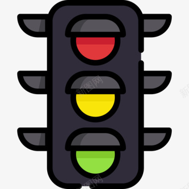 红绿灯旅行地点表情符号3线颜色图标图标