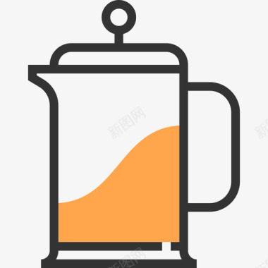 水壶咖啡黄影图标图标