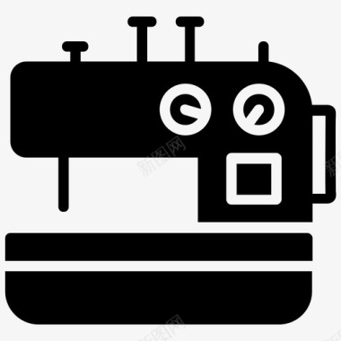 缝纫机电机缝纫机和针线符号图标图标