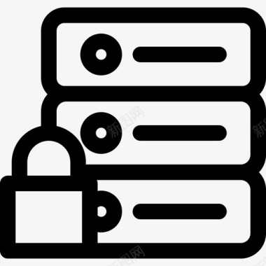 服务器钥匙和锁3线性图标图标