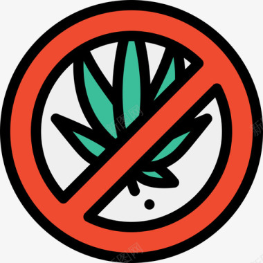 大麻健康生活9线性颜色图标图标