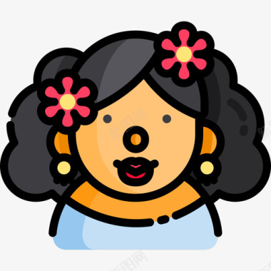墨西哥女人5demayo线性颜色图标图标